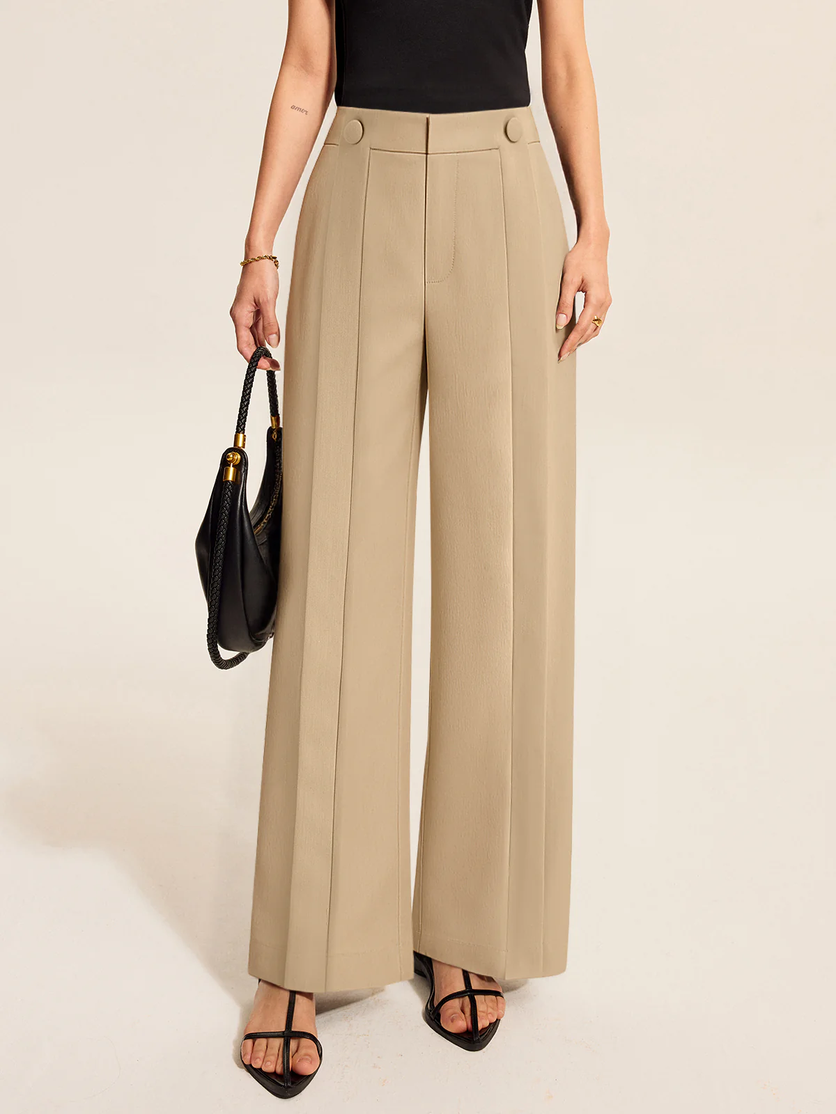 Pleated Wide-Leg Pants - Wholesalesil