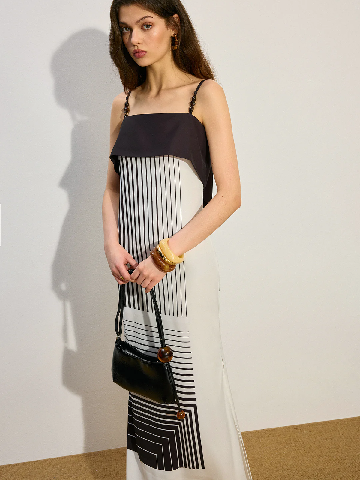 Striped Maxi Dress with Side Slit - Wholesalesil