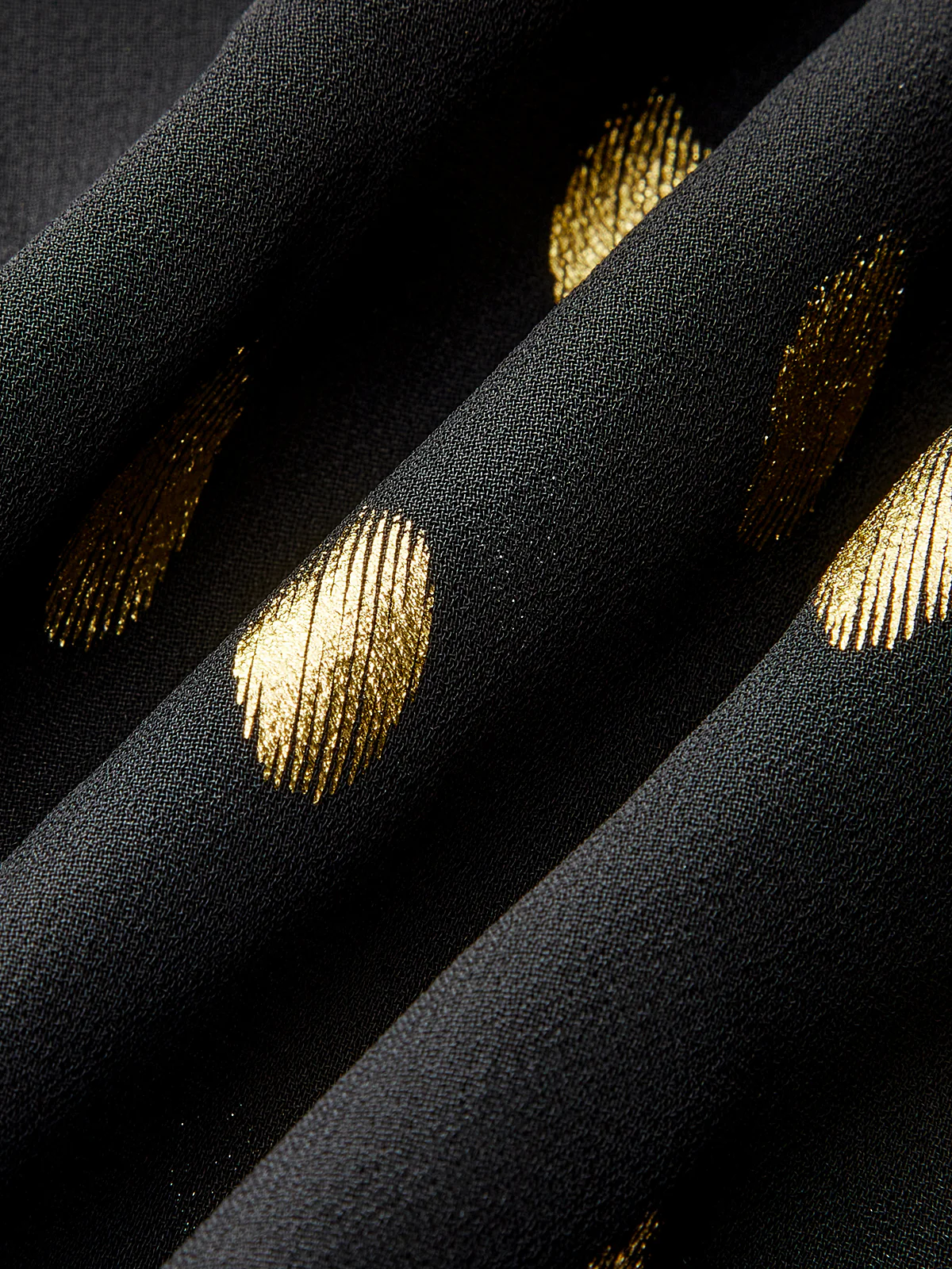 Semi-Sheer Foil Spot Print Ruffle Chiffon Blouse - Wholesalesil