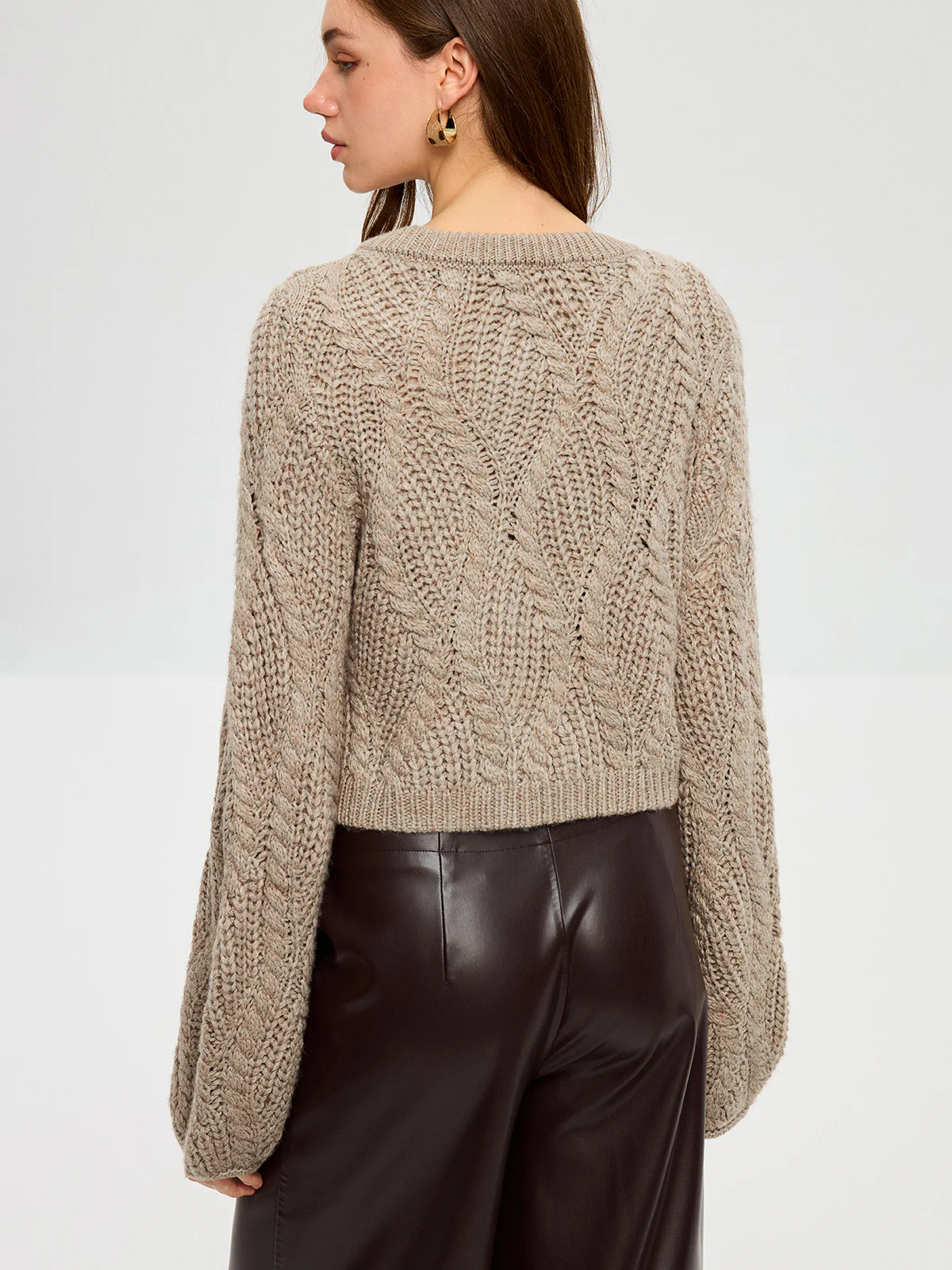 Wool Blend Cable Knit Cardigan - Wholesalesil