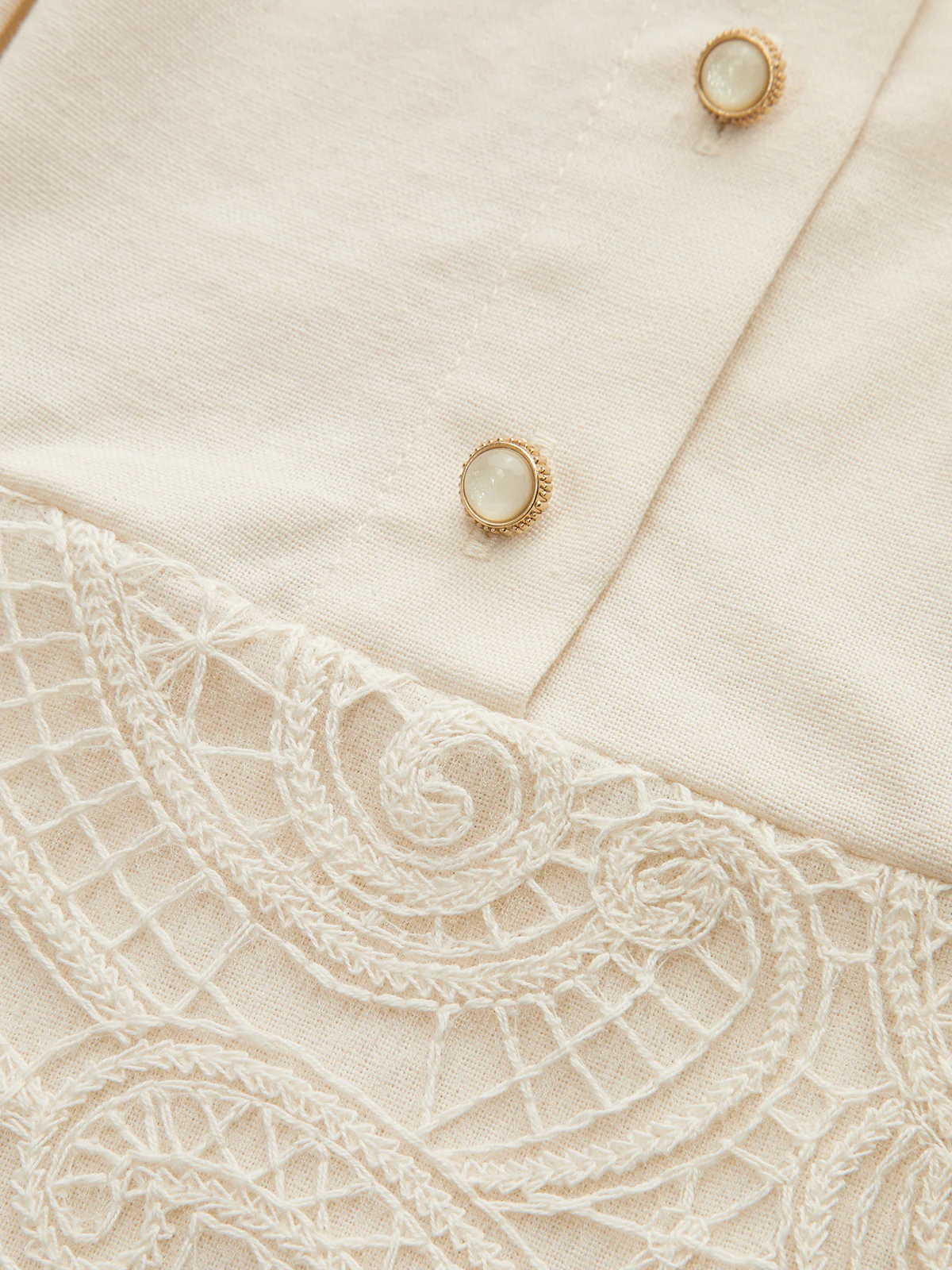 Stand Collar Button Lace Waist Dress - Wholesalesil