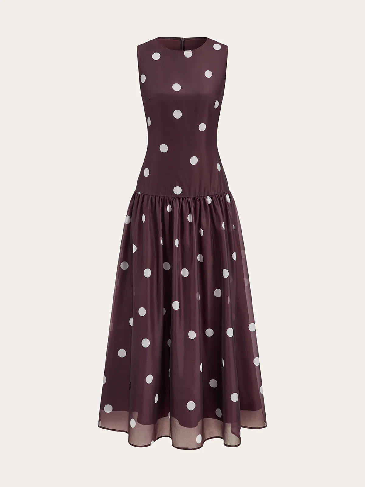 Polka Dot Sleeveless Chiffon Maxi Dress - Wholesalesil