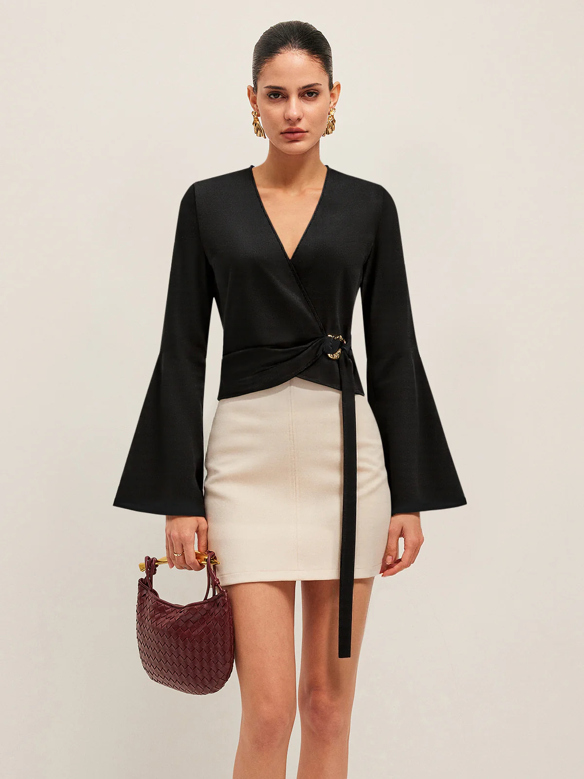 Bell Sleeves Wrap Top - Wholesalesil