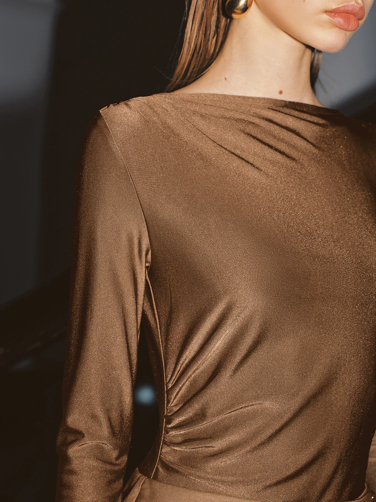 Button Detail Long-Sleeve Mini Dress - Wholesalesil