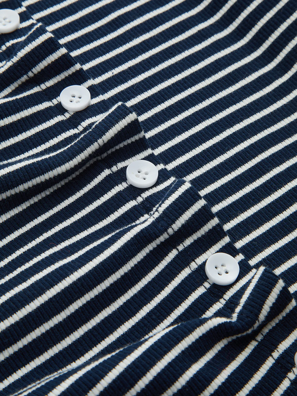 Button-Front Striped Ribbed Knit Top - Wholesalesil