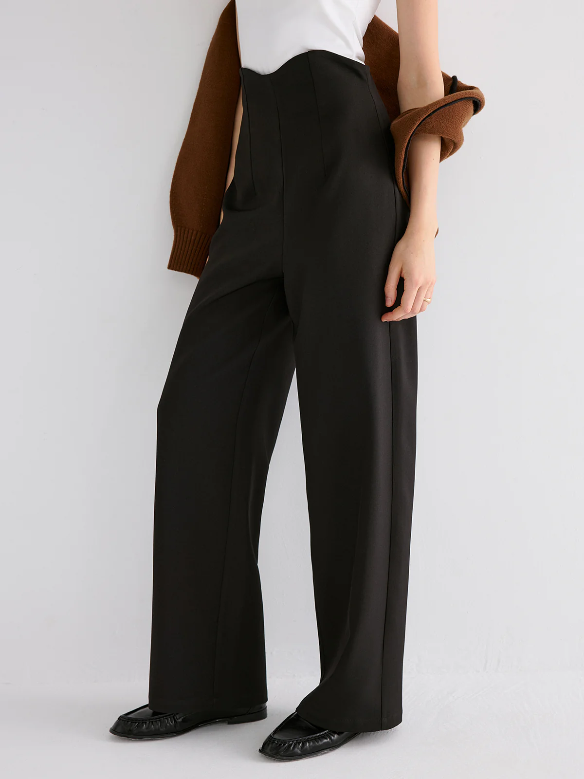 High-Waisted Wide-Leg Pants - Wholesalesil