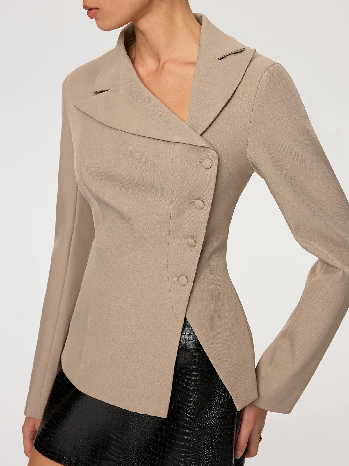 Asymmetric Button-Front Blazer - Wholesalesil