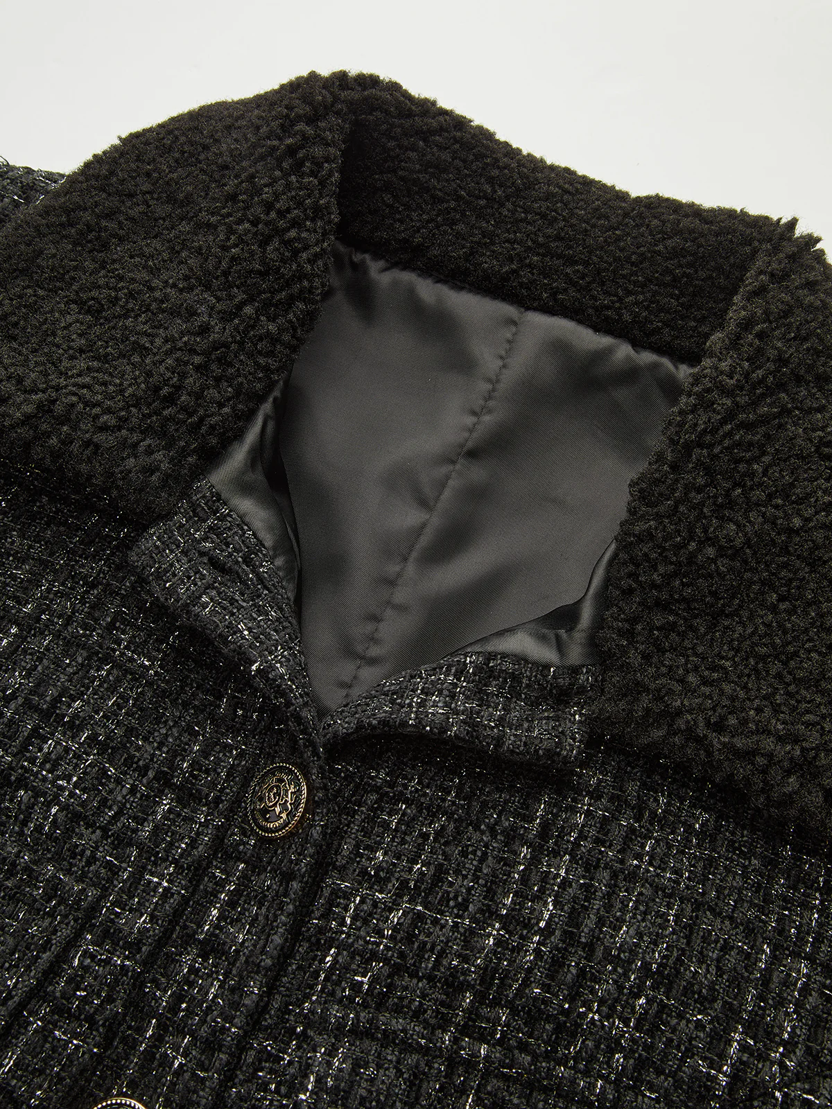 Faux Fur Collar Tweed Belted Mini Dress - Wholesalesil