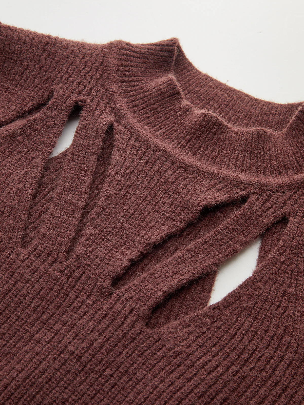 Cut-Out Mock Neck Knitted Sweater - Wholesalesil