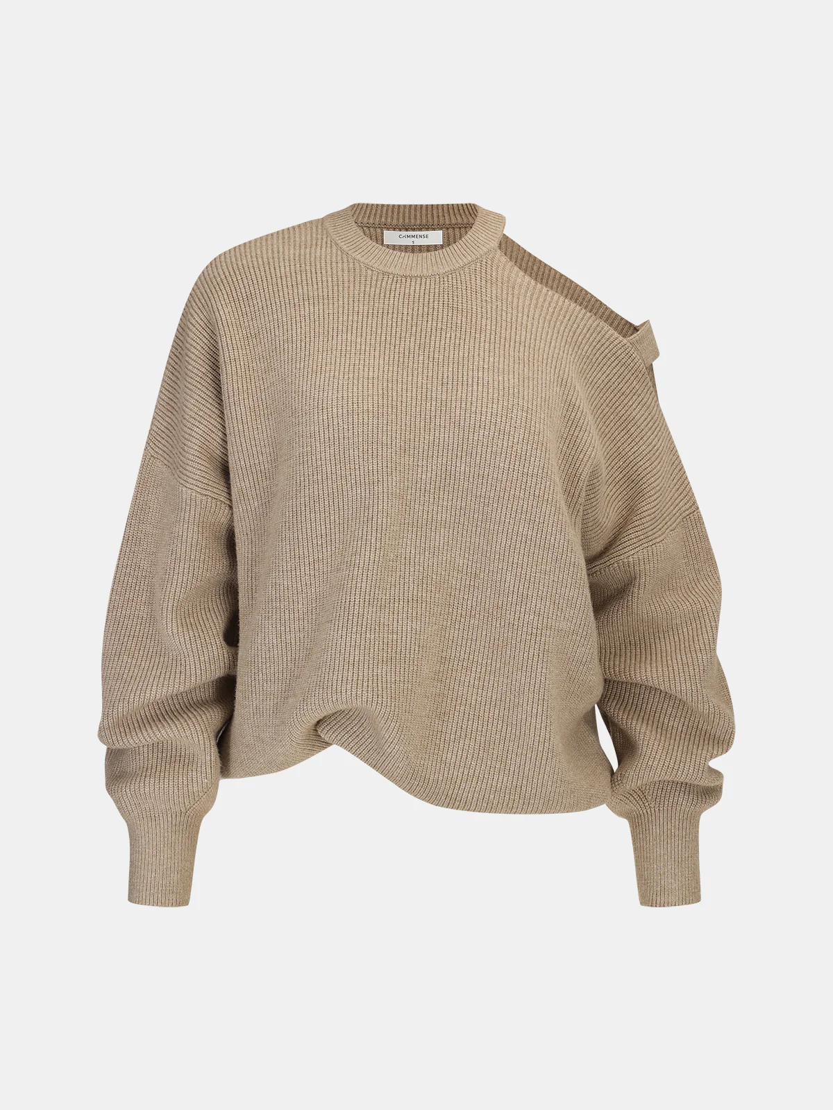 Asymmetric Cut-Out Shoulder Sweater - Wholesalesil