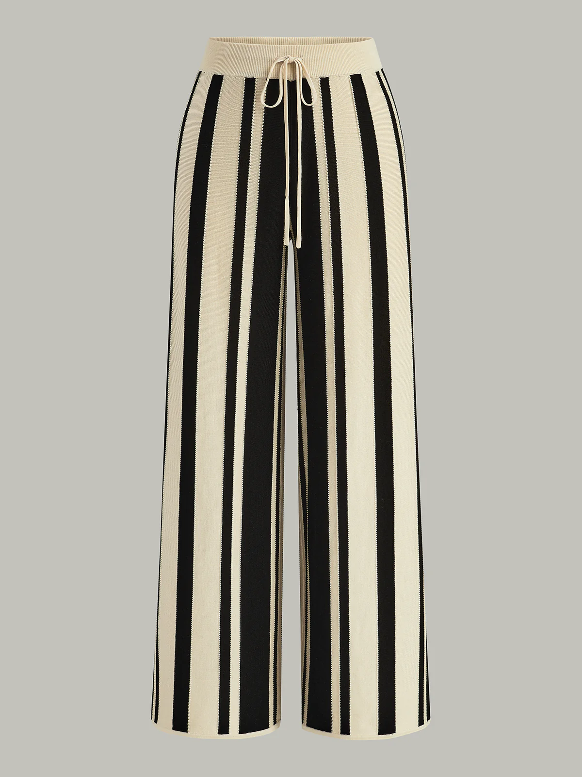 Striped Knit High-Waist Pants - Wholesalesil