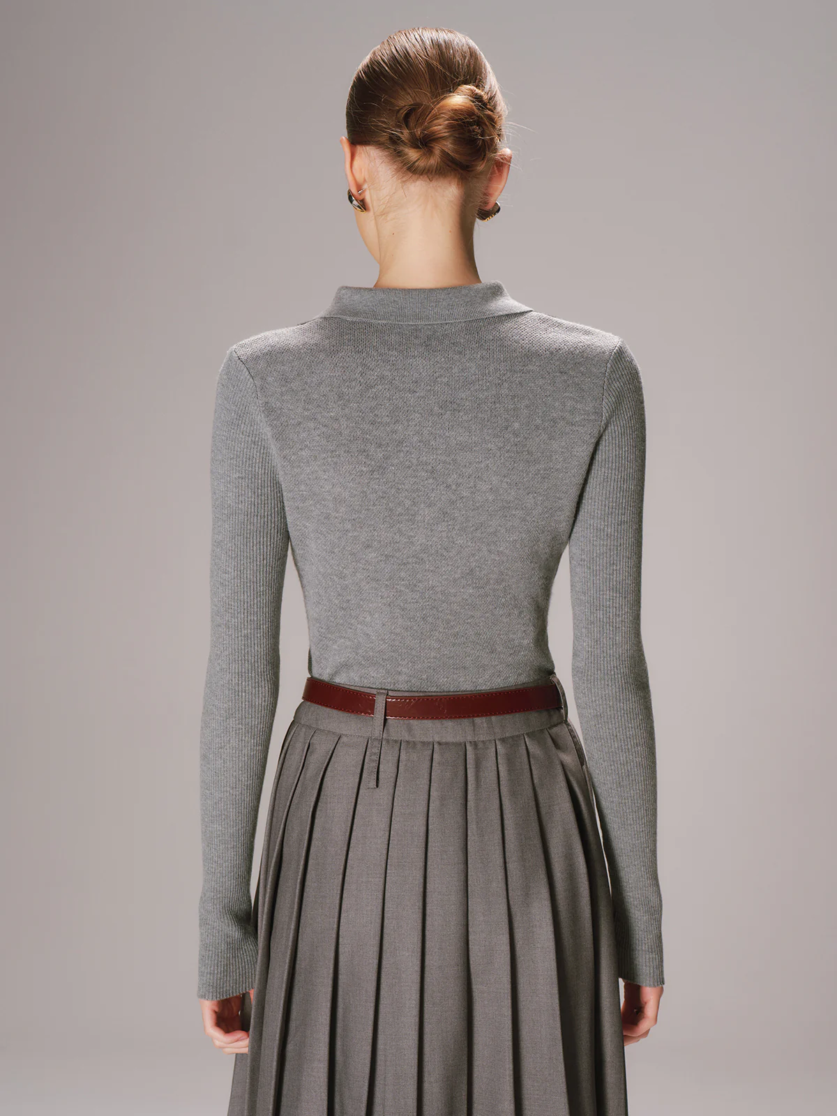 Argyle Wool-Blend Polo Knit Top - Wholesalesil