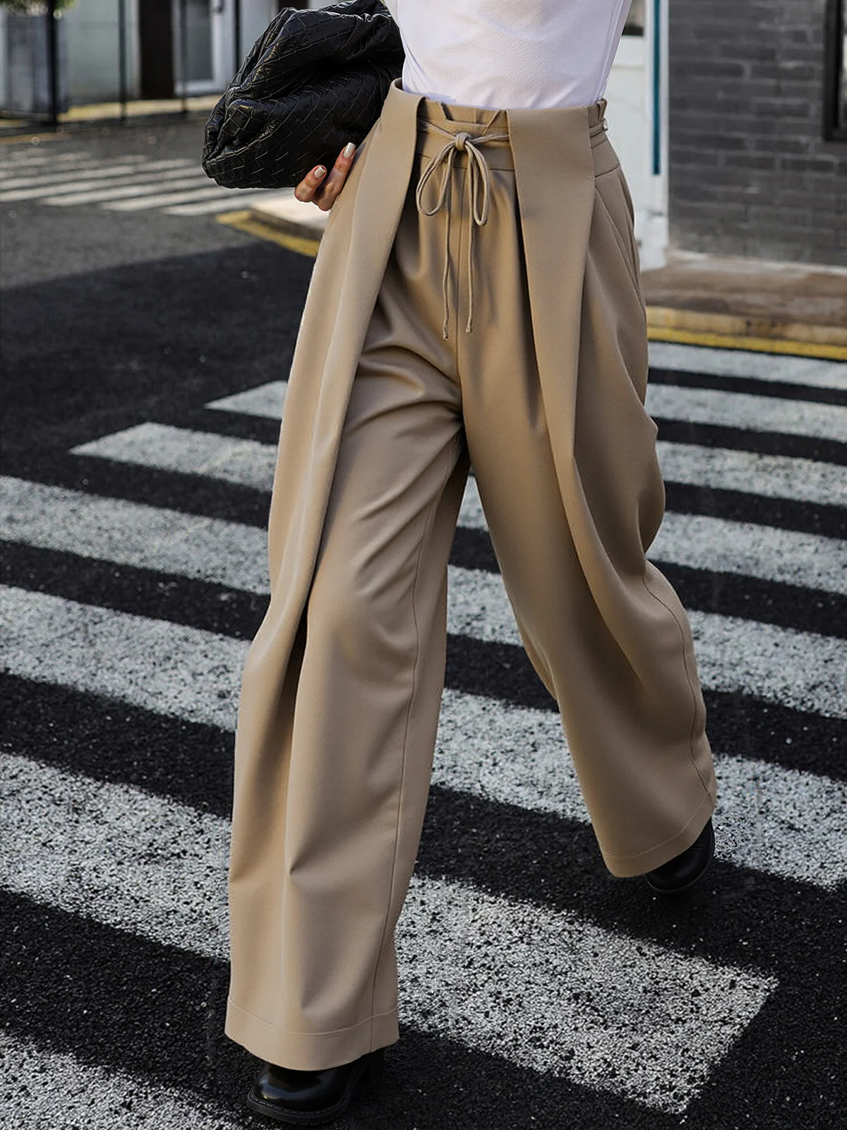 High-Waist Drawstring Parachute Pants - Wholesalesil