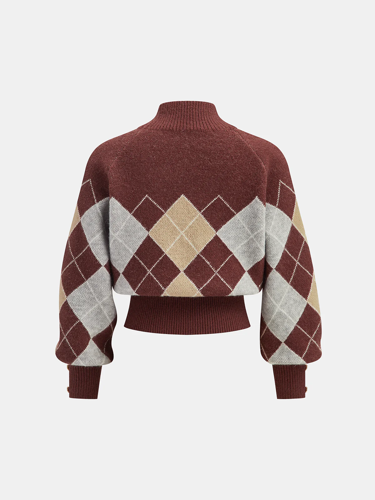 Mock Neck Argyle Sweater - Wholesalesil
