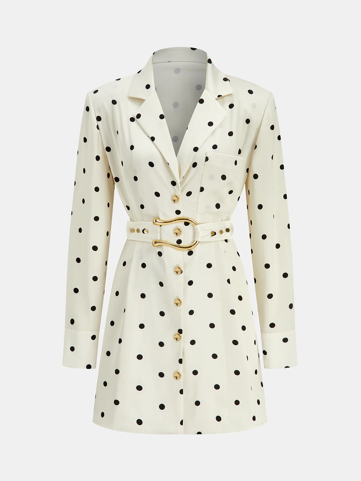 Polka Dot Belted Blazer Dress - Wholesalesil