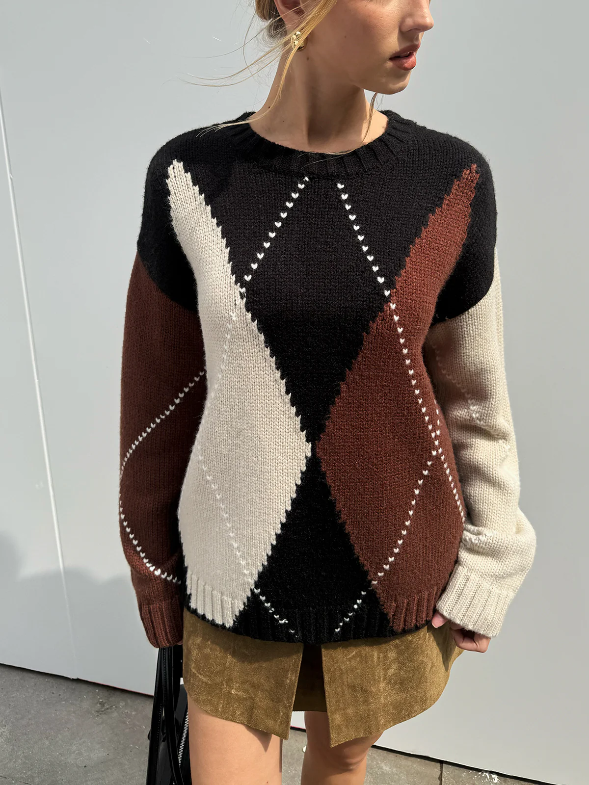 Multi-Color Argyle Wool-Blend Sweater - Wholesalesil