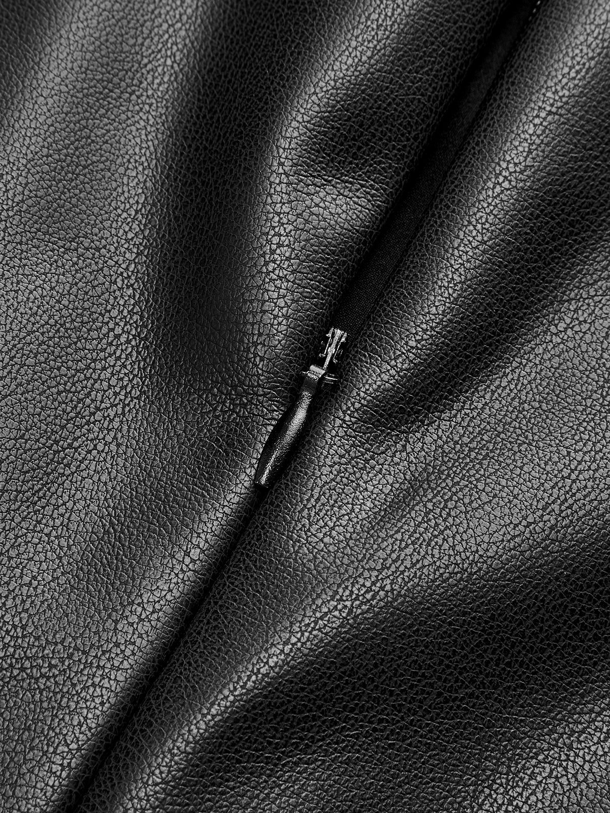 Pleated Panel Sleeveless PU Leather Dress - Wholesalesil