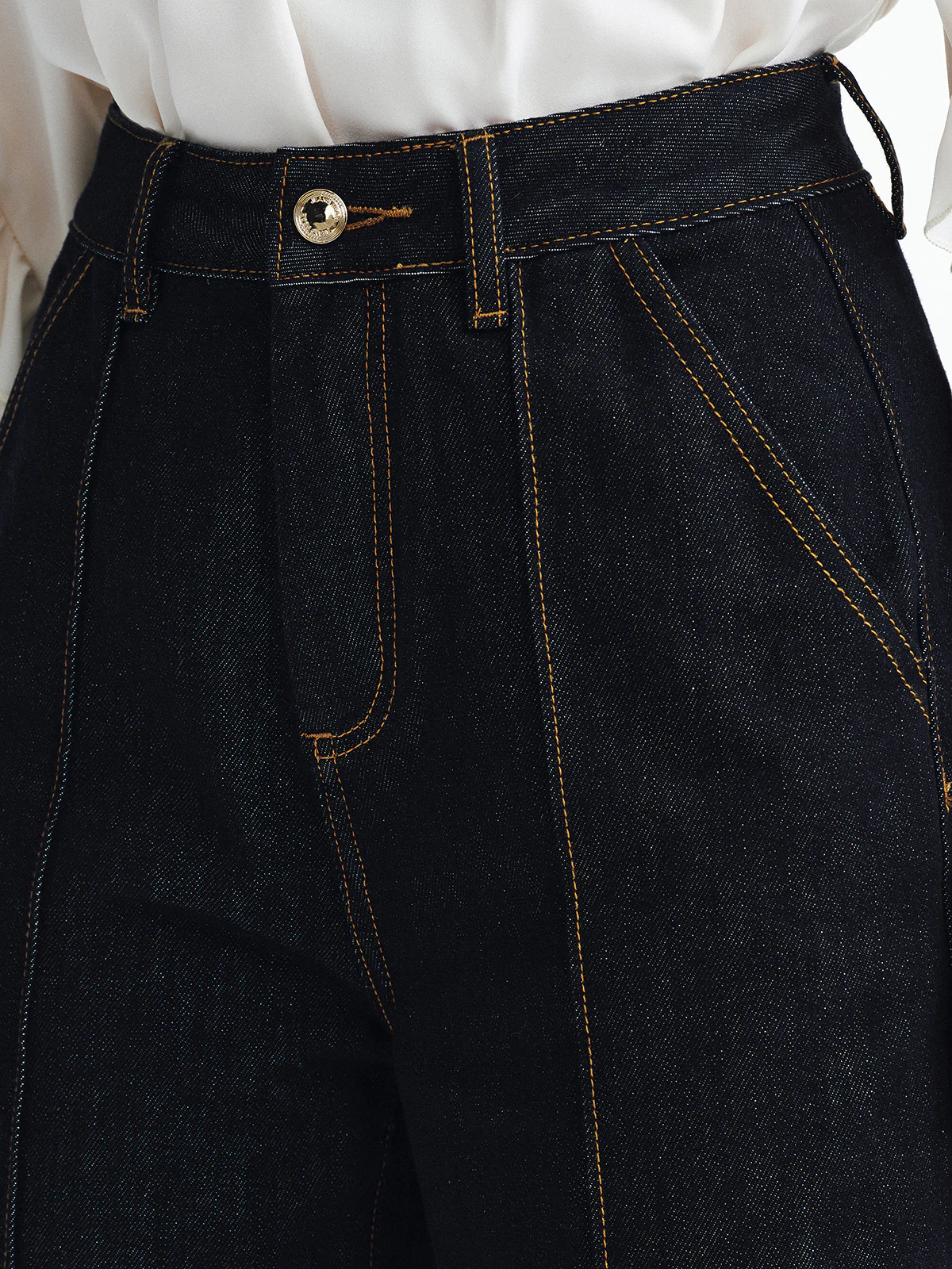 Mid-Waist Denim Cuffed Jeans - Wholesalesil