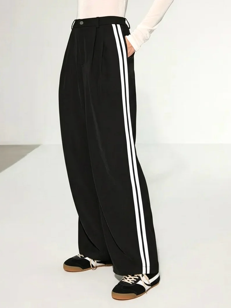 Casual Side Stripe Wide-Leg Pants - Wholesalesil