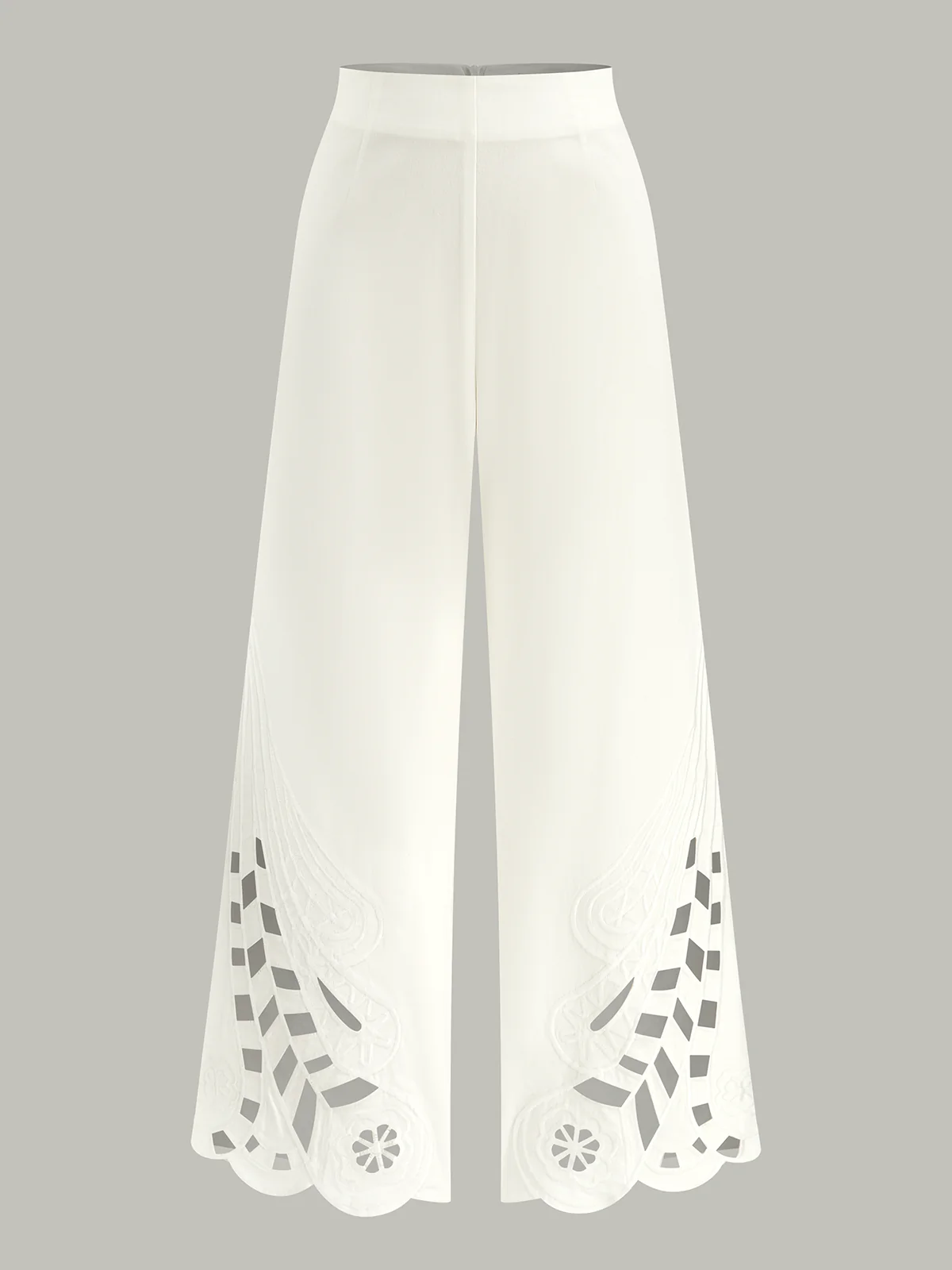 Embroidery Cut-Out Wide-Leg Pants - Wholesalesil