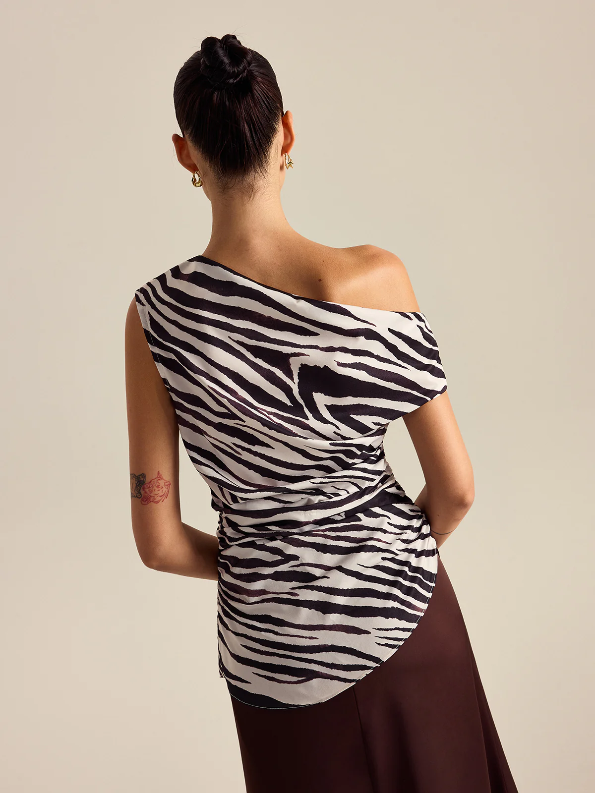 Zebra Print Off-Shoulder Top - Wholesalesil