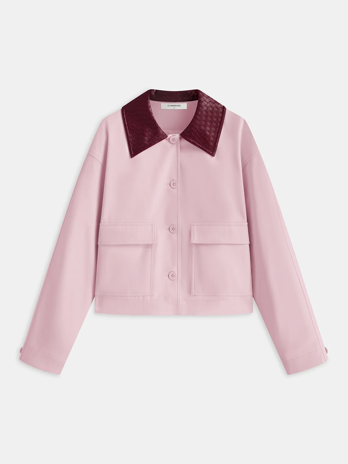 PU Collar Cropped Jacket - Wholesalesil