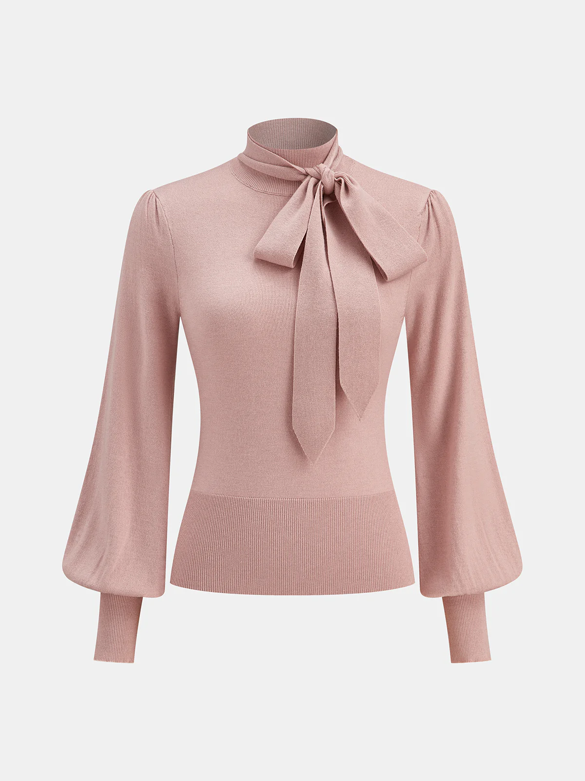 Bow Tie Neck Wool Blend Sweater - Wholesalesil