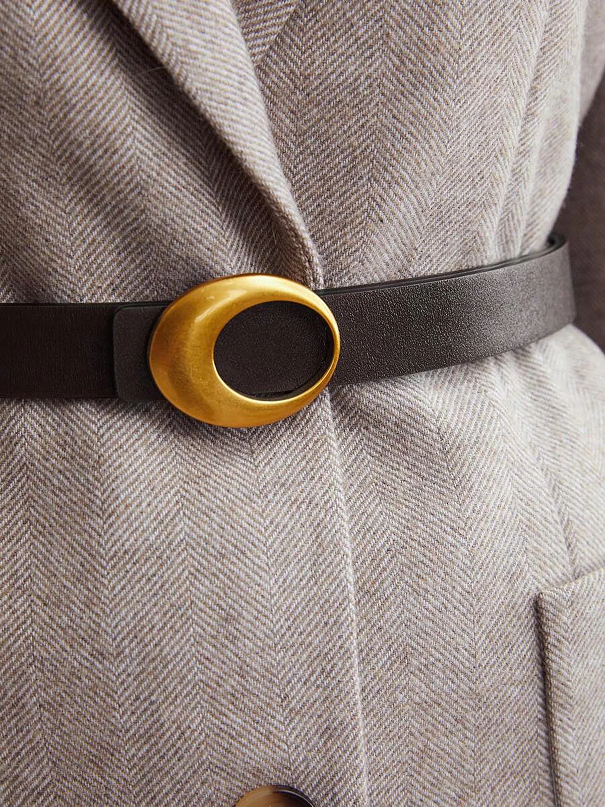 Crescent Buckle Leather Belt - Wholesalesil