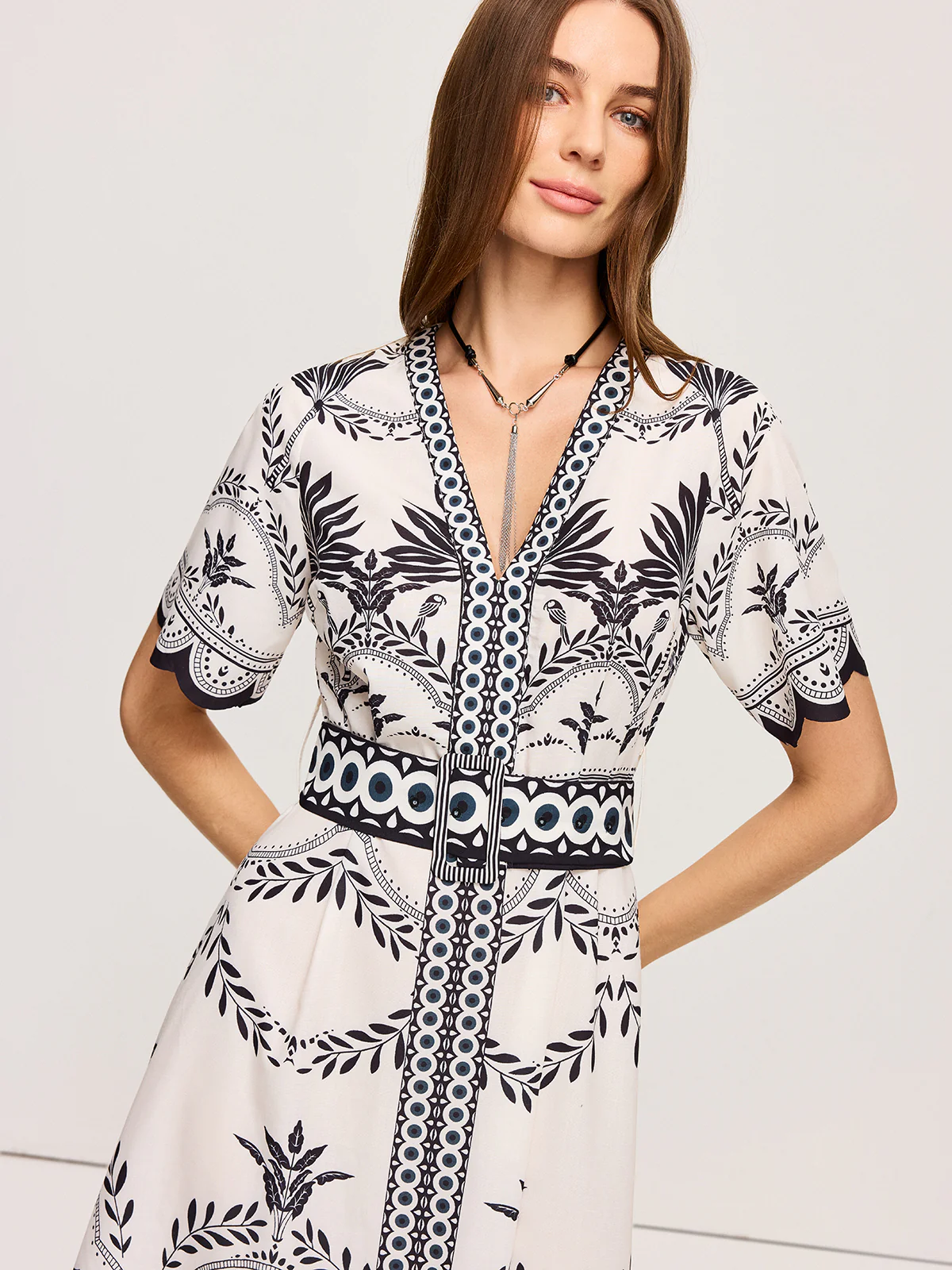 Boho Floral V-Neck Midi Dress - Wholesalesil