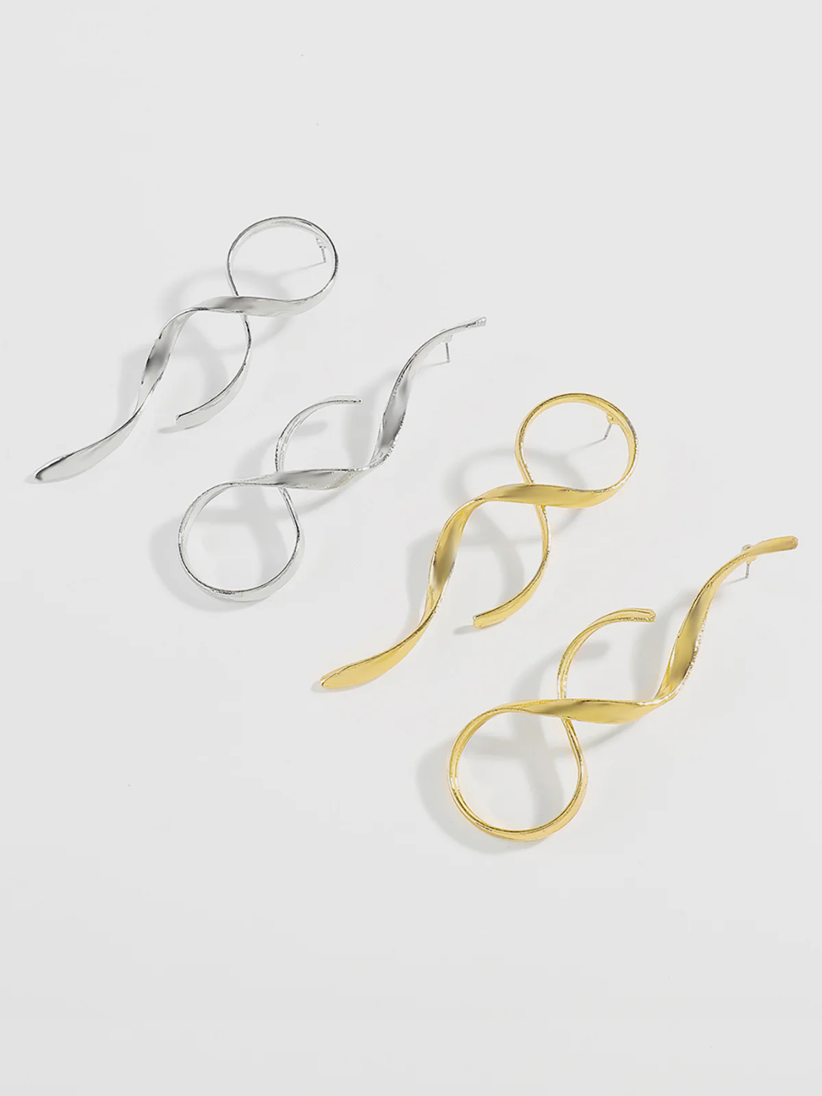 Golden Twisted Drop Earrings - Wholesalesil