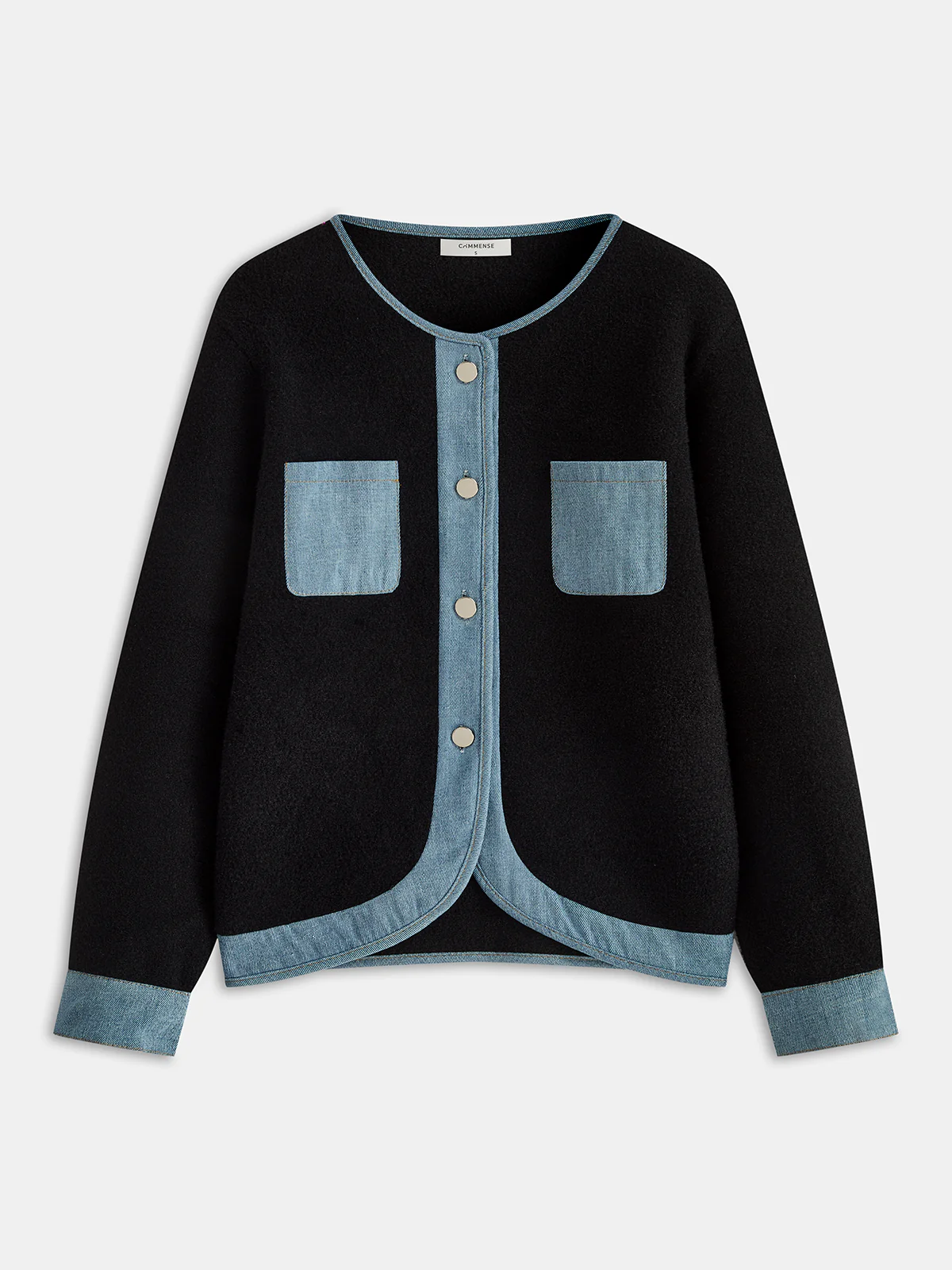 Denim Panel Oversized Cardigan - Wholesalesil