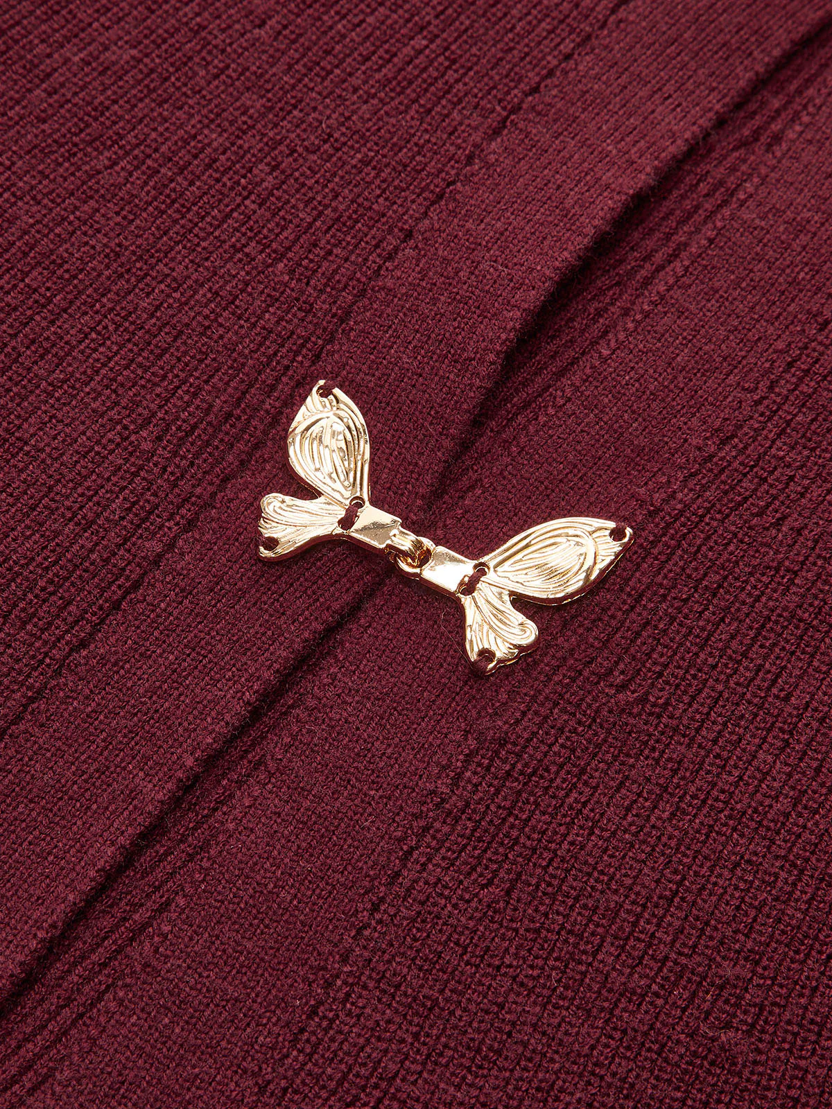 Bow Buckle Peplum Knit Cardigan - Wholesalesil