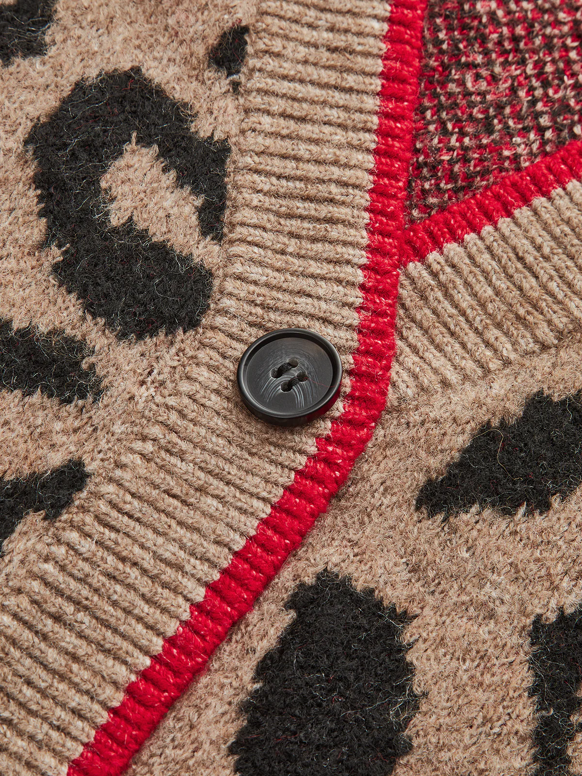 Cherry Leopard Print Knit Cardigan - Wholesalesil