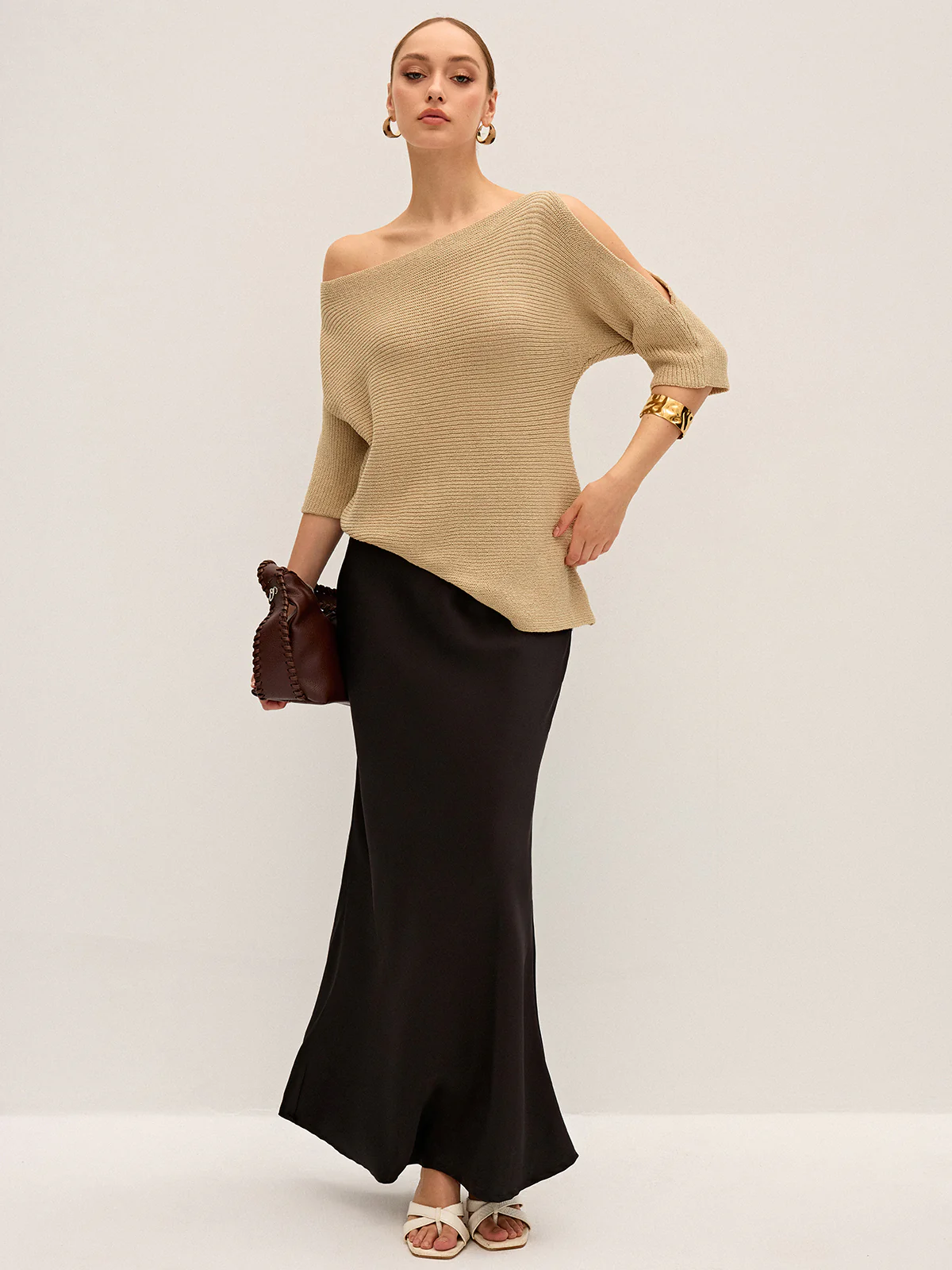 Asymmetric One-Shoulder Knitted Top - Wholesalesil