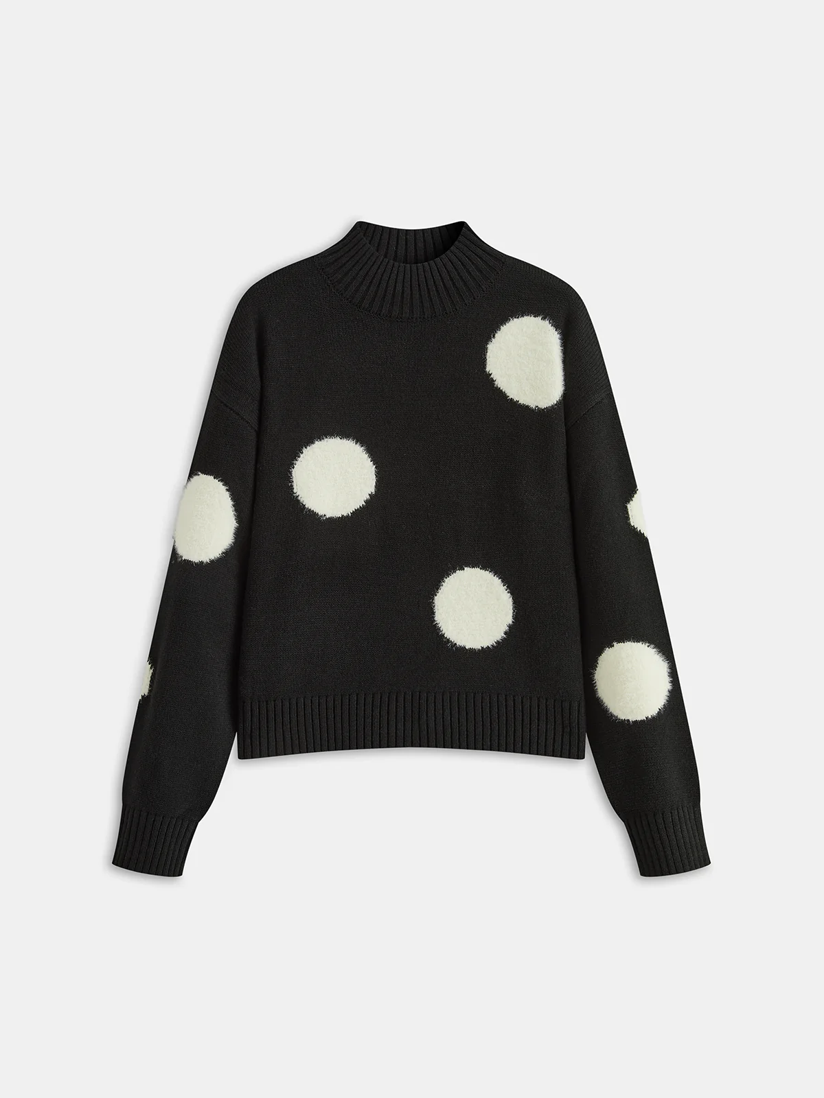 Large Polka Dot Mock Neck Sweater - Wholesalesil