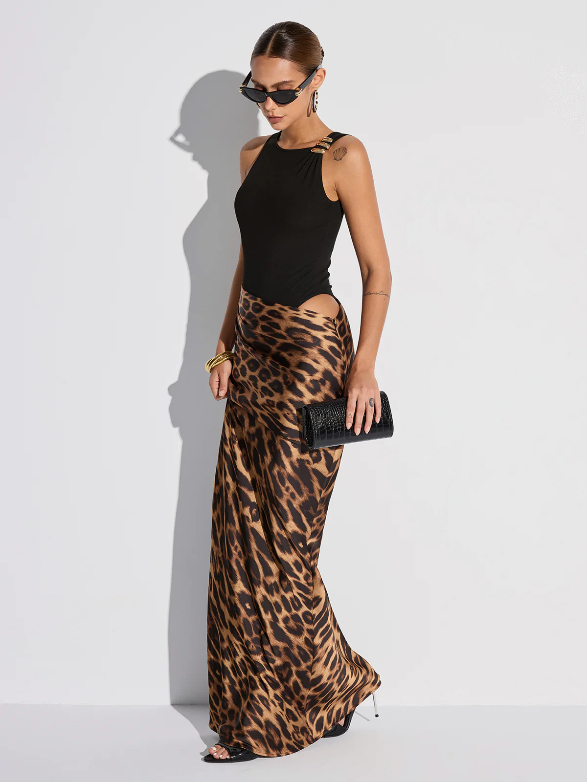 Leopard Print Cut-Out Maxi Dress - Wholesalesil