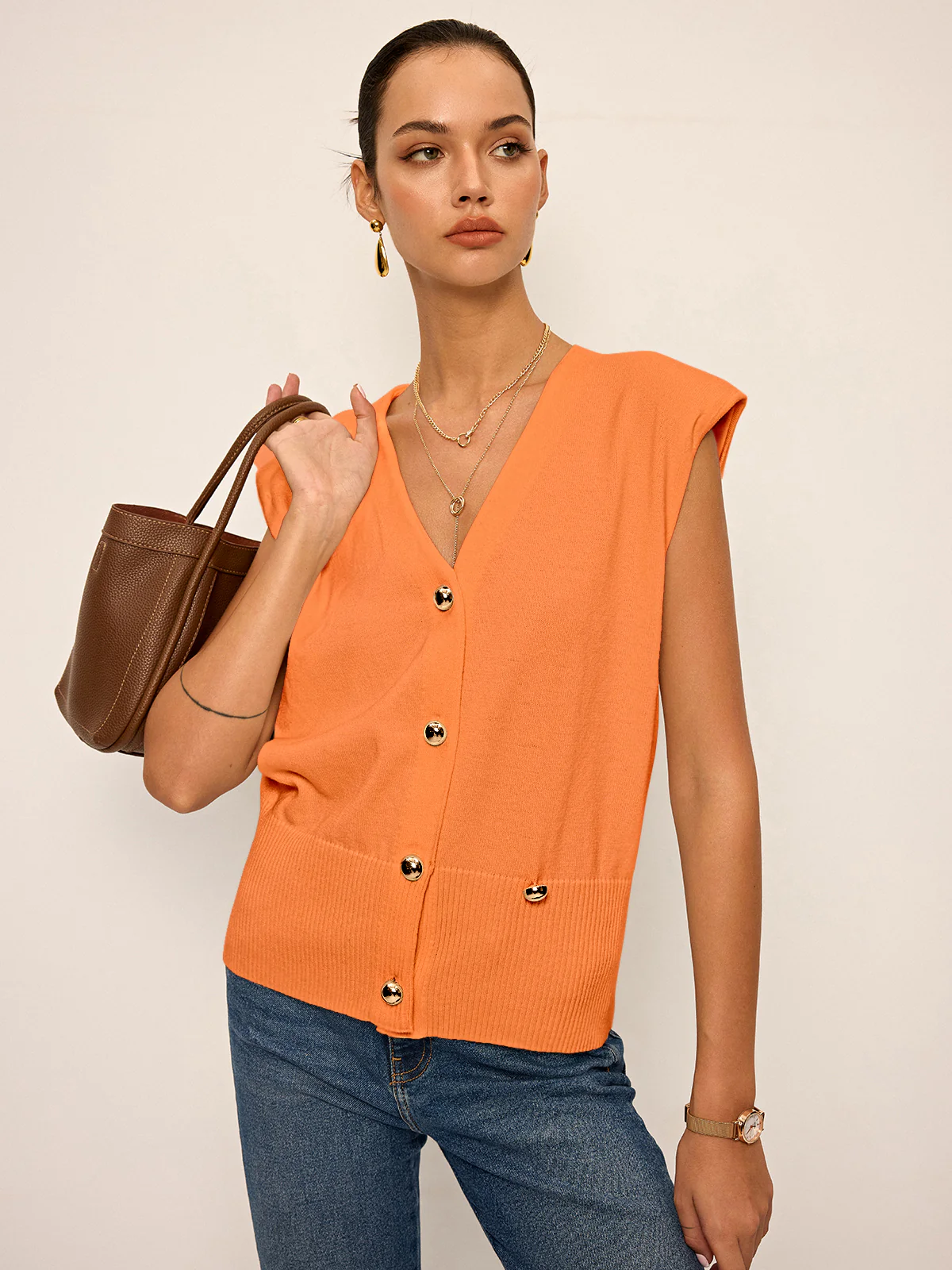 Asymmetric Two-Way Wear Knit Vest - Wholesalesil
