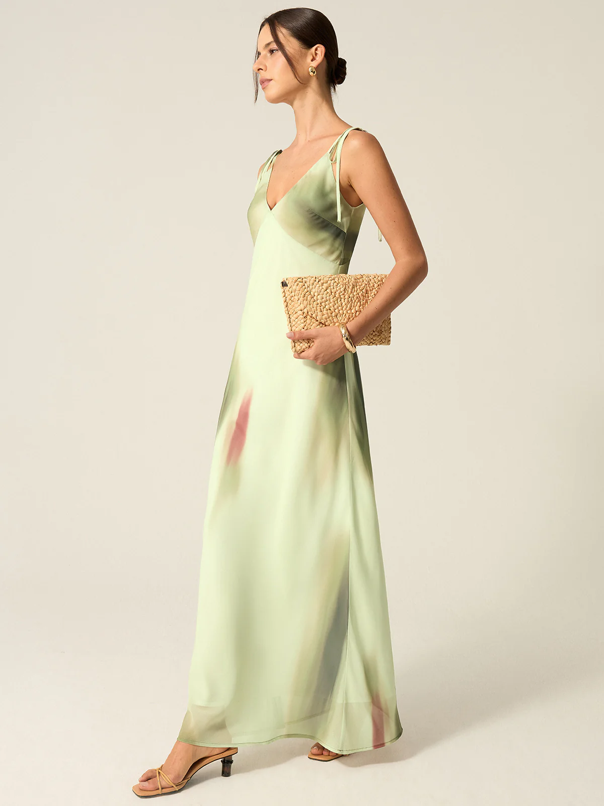 V-Neck Printed Maxi Dress - Wholesalesil