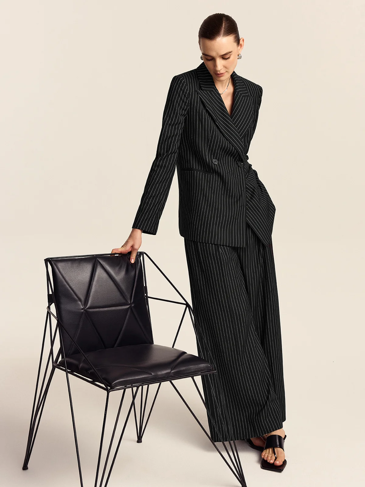 Striped Wide-Leg Pants - Wholesalesil