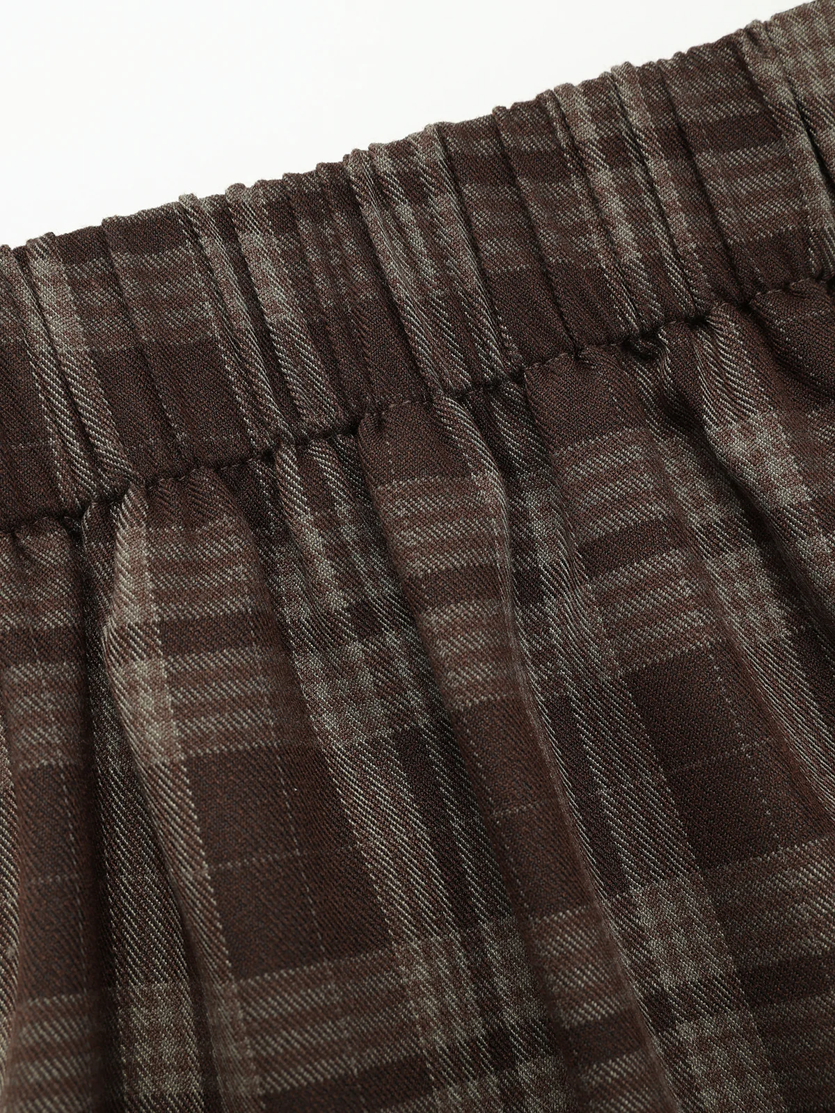 Plaid Wide-Leg Pants with Back Elastic Waist - Wholesalesil