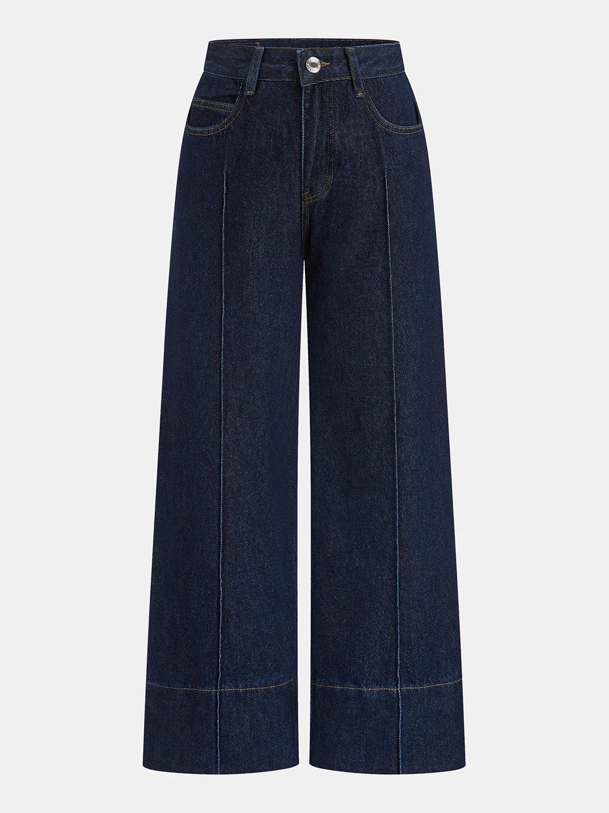 Mid-Waisted Denim Wide-Leg Jeans - Wholesalesil