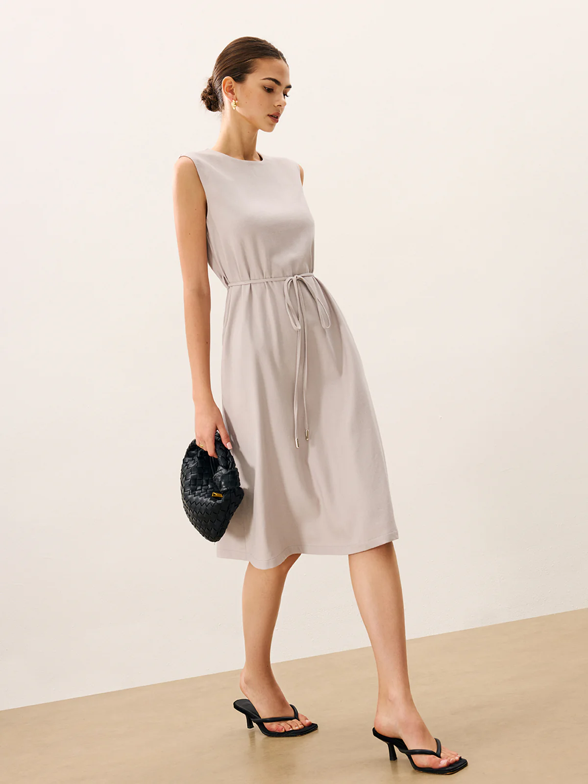 Sleeveless Tie Detail Midi Dress - Wholesalesil