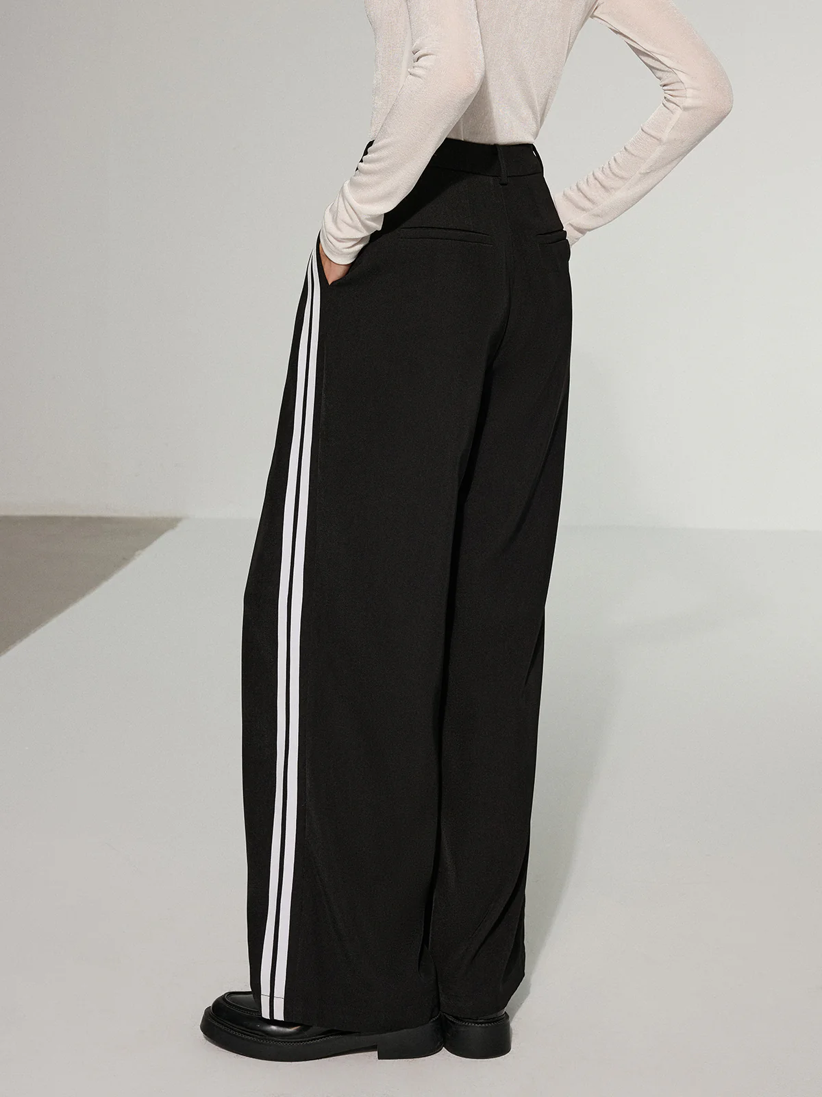 Casual Side Stripe Wide-Leg Pants - Wholesalesil