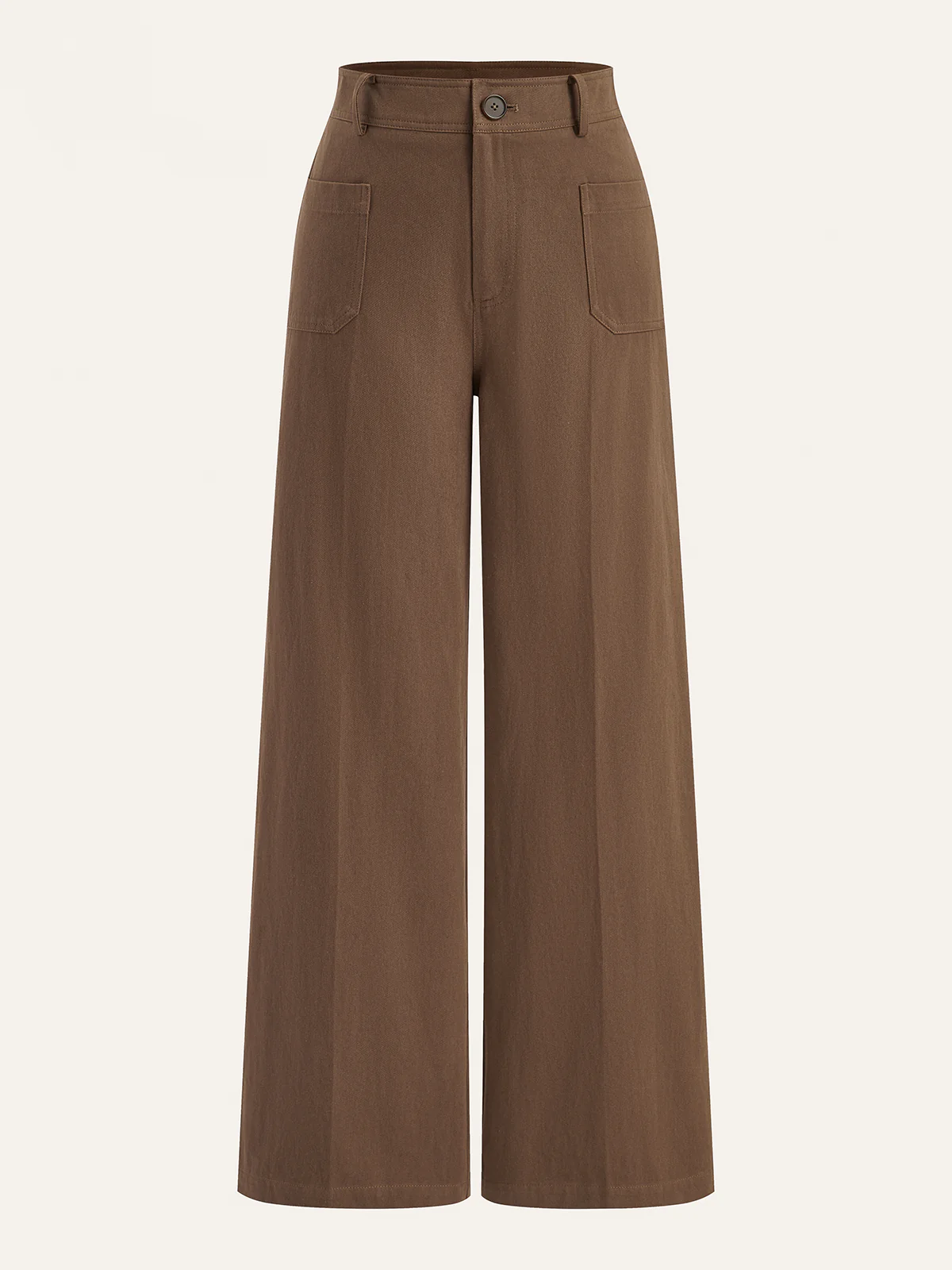 Cotton Mid-Waist Wide-Leg Pants - Wholesalesil