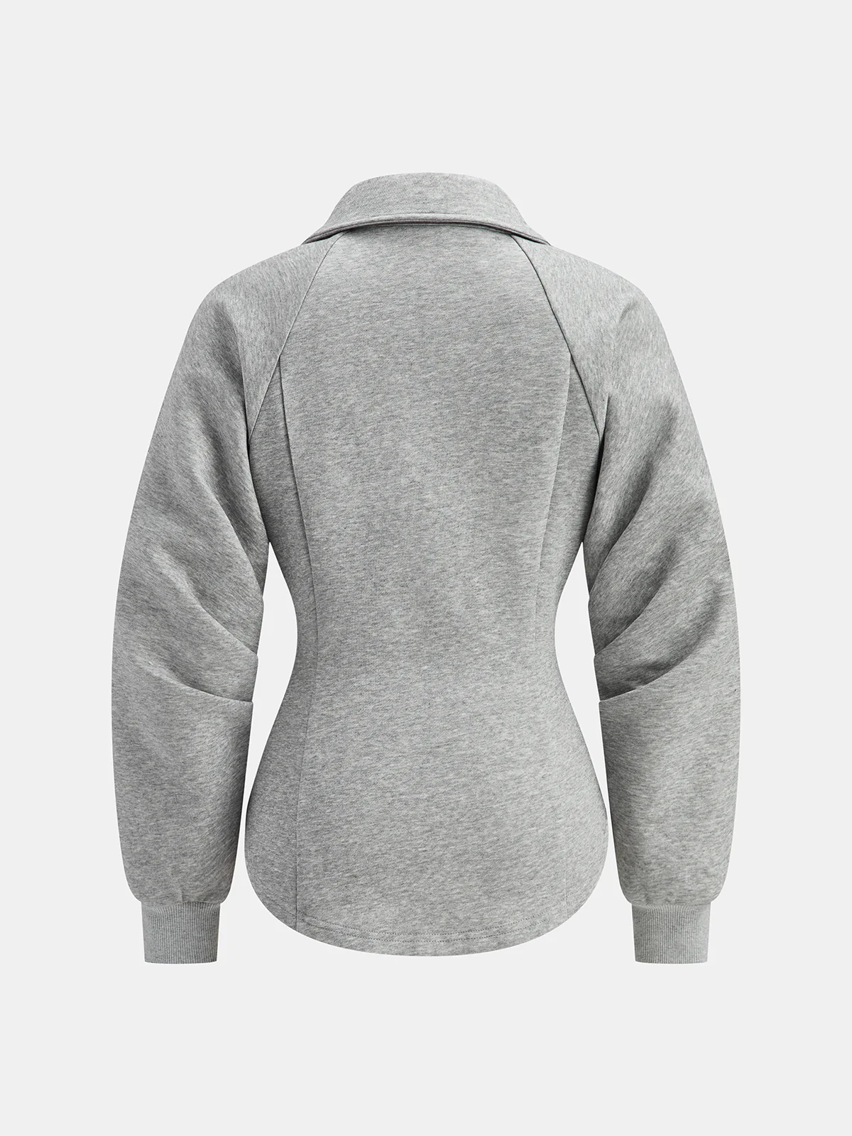 Collared Tailored Zip-Up Sweatshirt Jacket - Wholesalesil