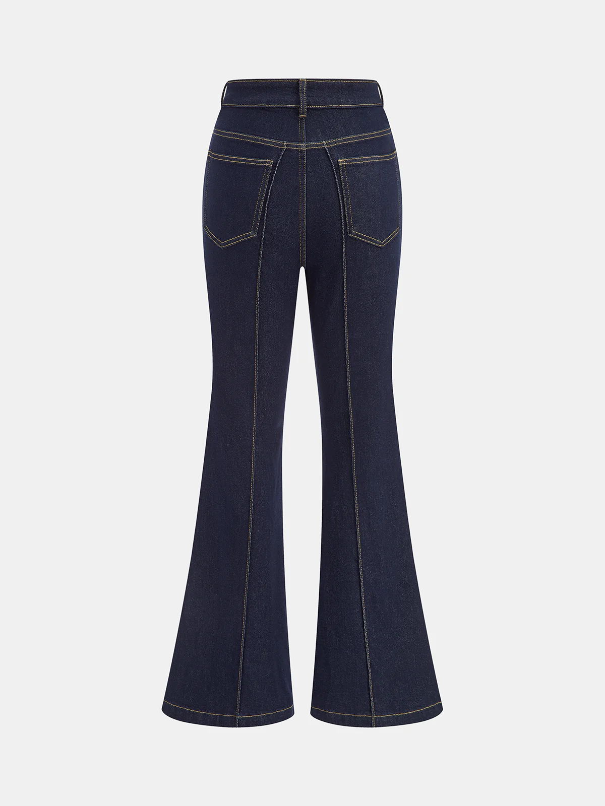 Mandarin Knot Slim Stretch Flare Denim Pants - Wholesalesil