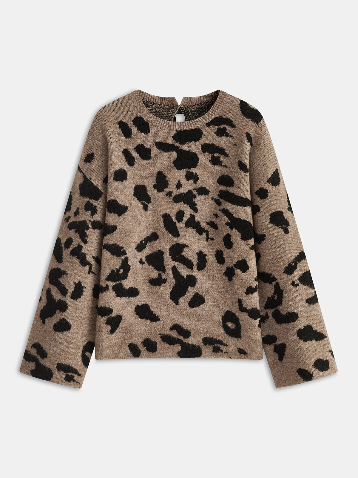 Bow Detail Leopard Print Knit Sweater - Wholesalesil