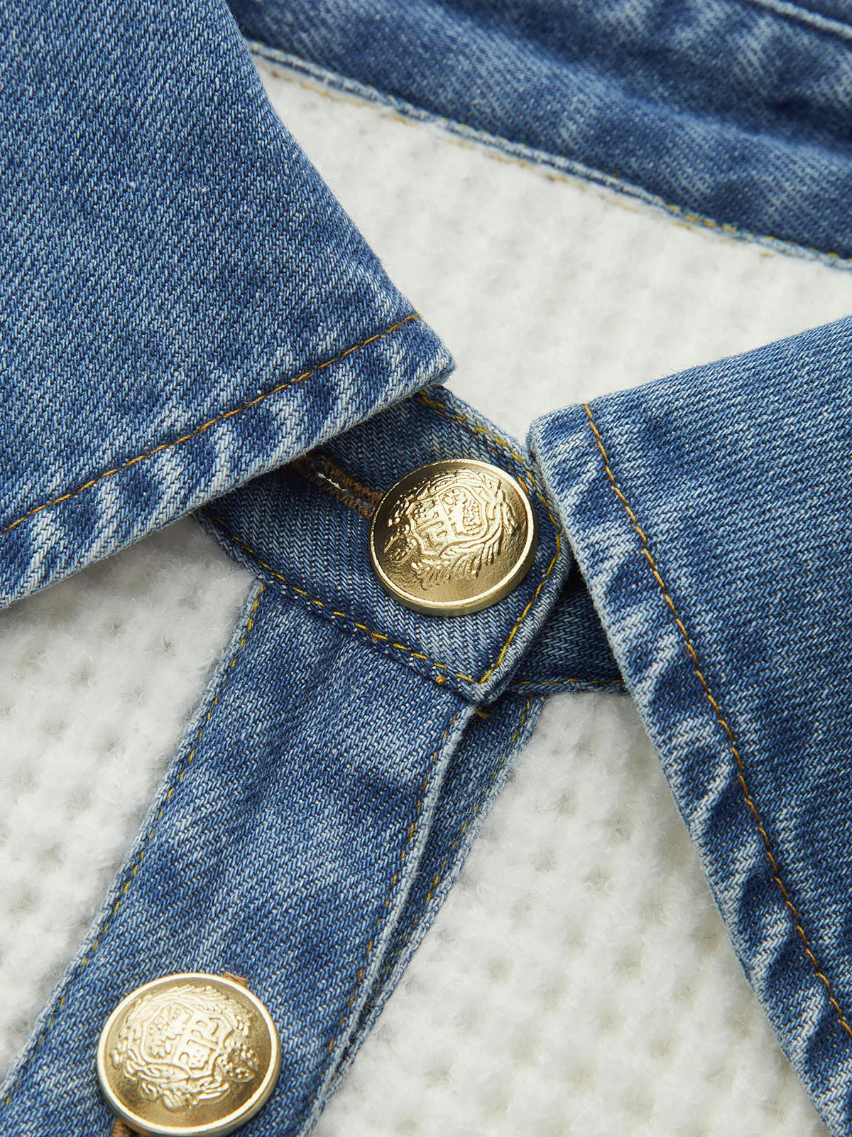 Denim Collar Striped Sweater - Wholesalesil