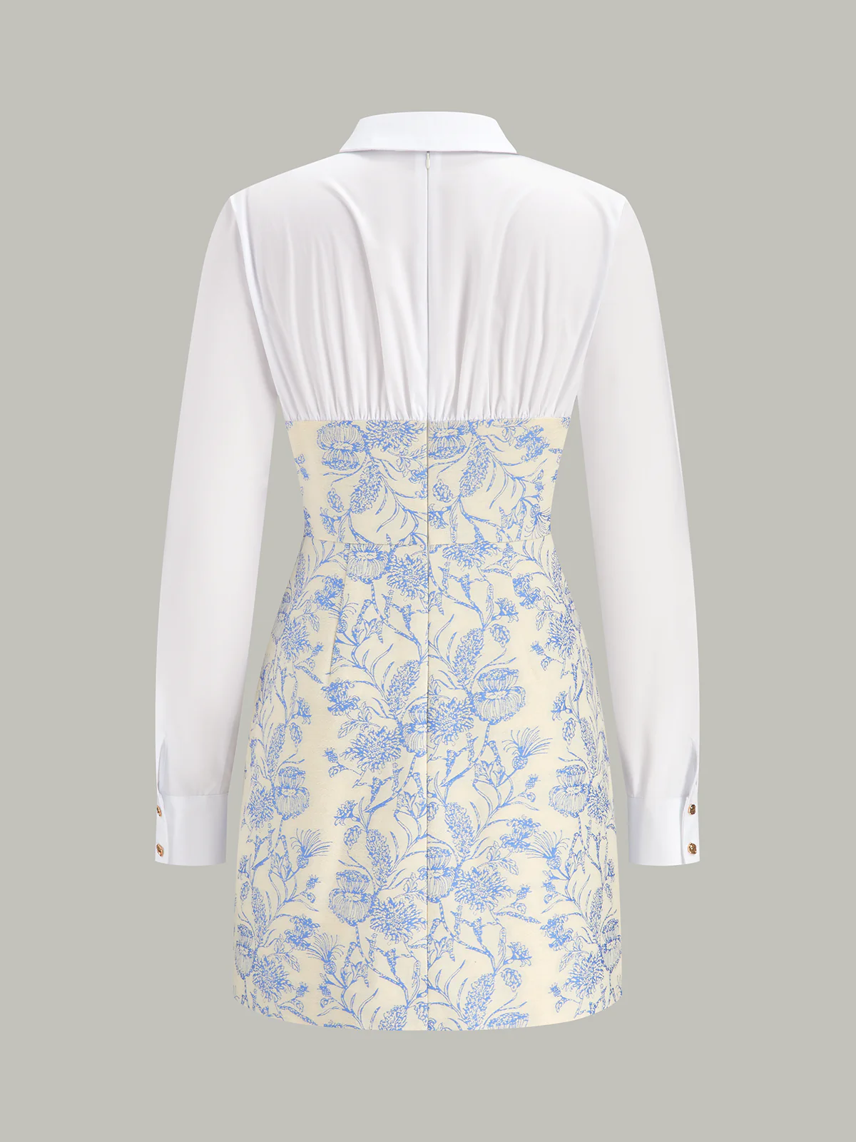 Shirt Collar Floral Jacquard Mini Dress - Wholesalesil