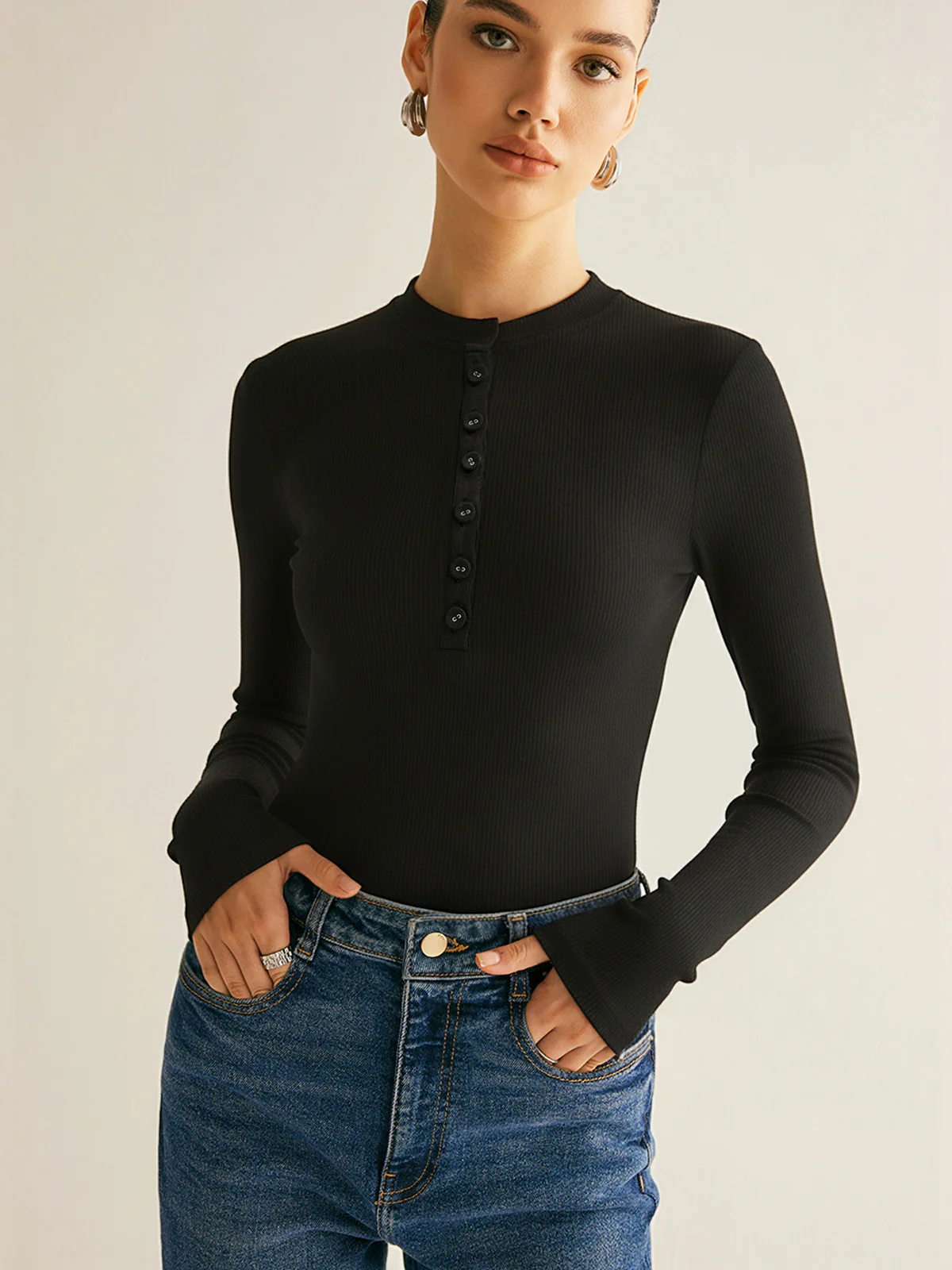 Ribbed Long Sleeve Bodysuit - Wholesalesil